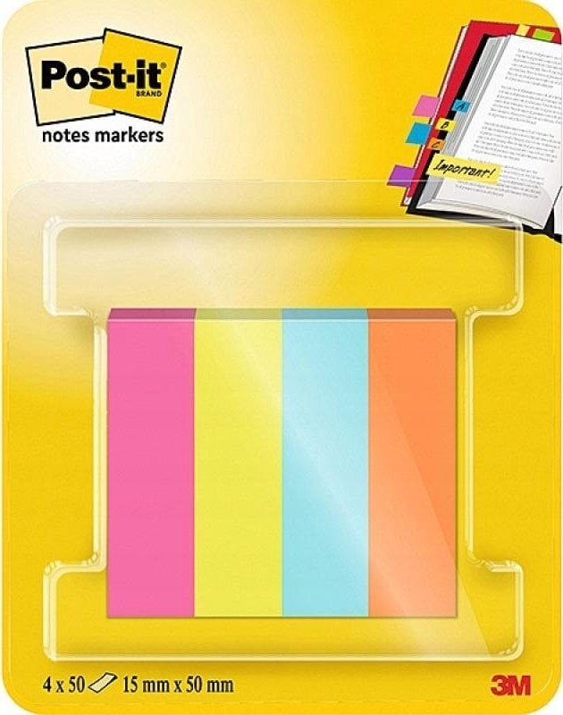 Post-it Znaczniki POST-IT® (670-4POP-EU), papier, 12,7x44,4mm, 4x50 kart., mix kolorów neon