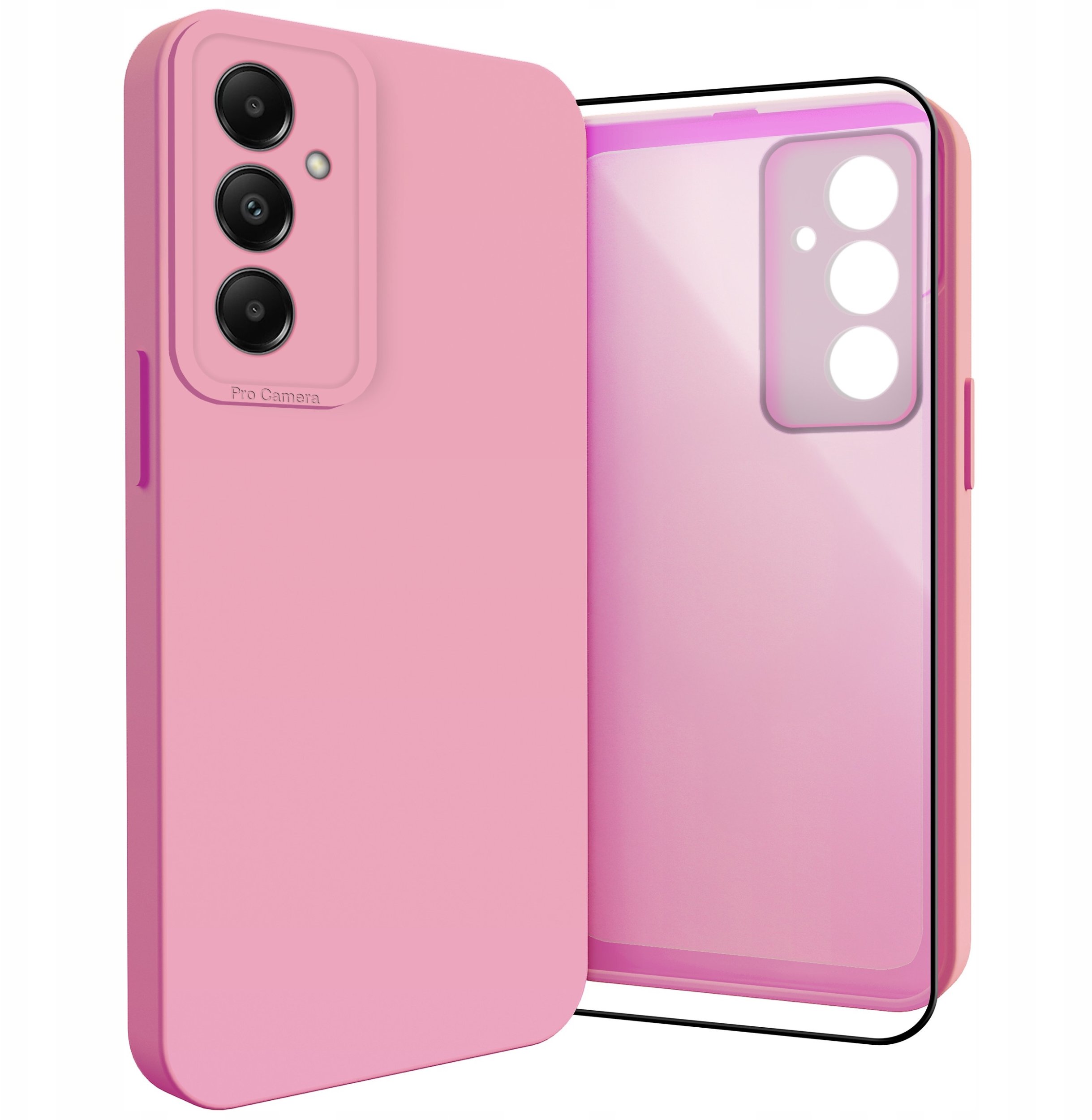 Etui do Samsung Galaxy A05s (Osłona Kamery, Różowe, Ochronne, Case) Szkło