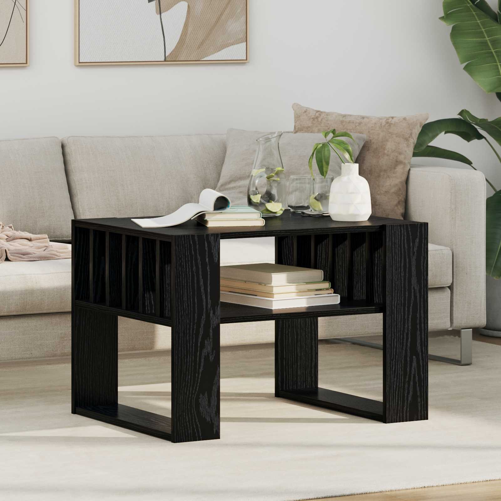 vidaXL Stolik kawowy Czarny Dąb 66 x 49,5 x 45 cm