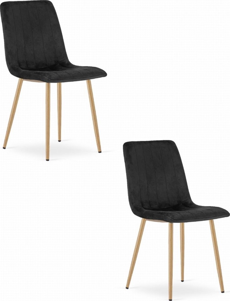 Leobert Krzesło LAVA - czarny aksamit / nogi kolor drewna x 2