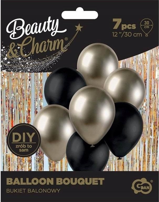 GoDan Balony B&C bukiet prosecco-czarne 7szt