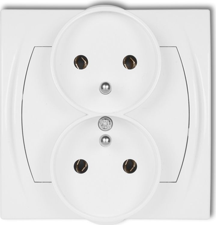 Karlik LOGO Gniazdo podwójne z/u biały LGPR-2z