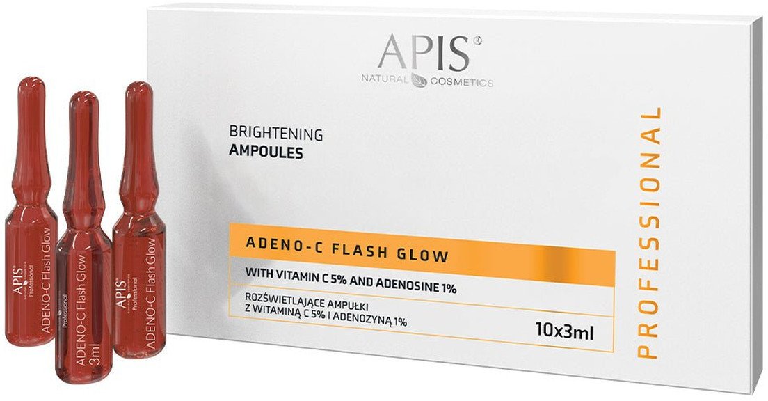 Apis ADENO-C Flash Glow Rozświetlające ampułki do twarzy z witaminą C i adenozyną 30ml