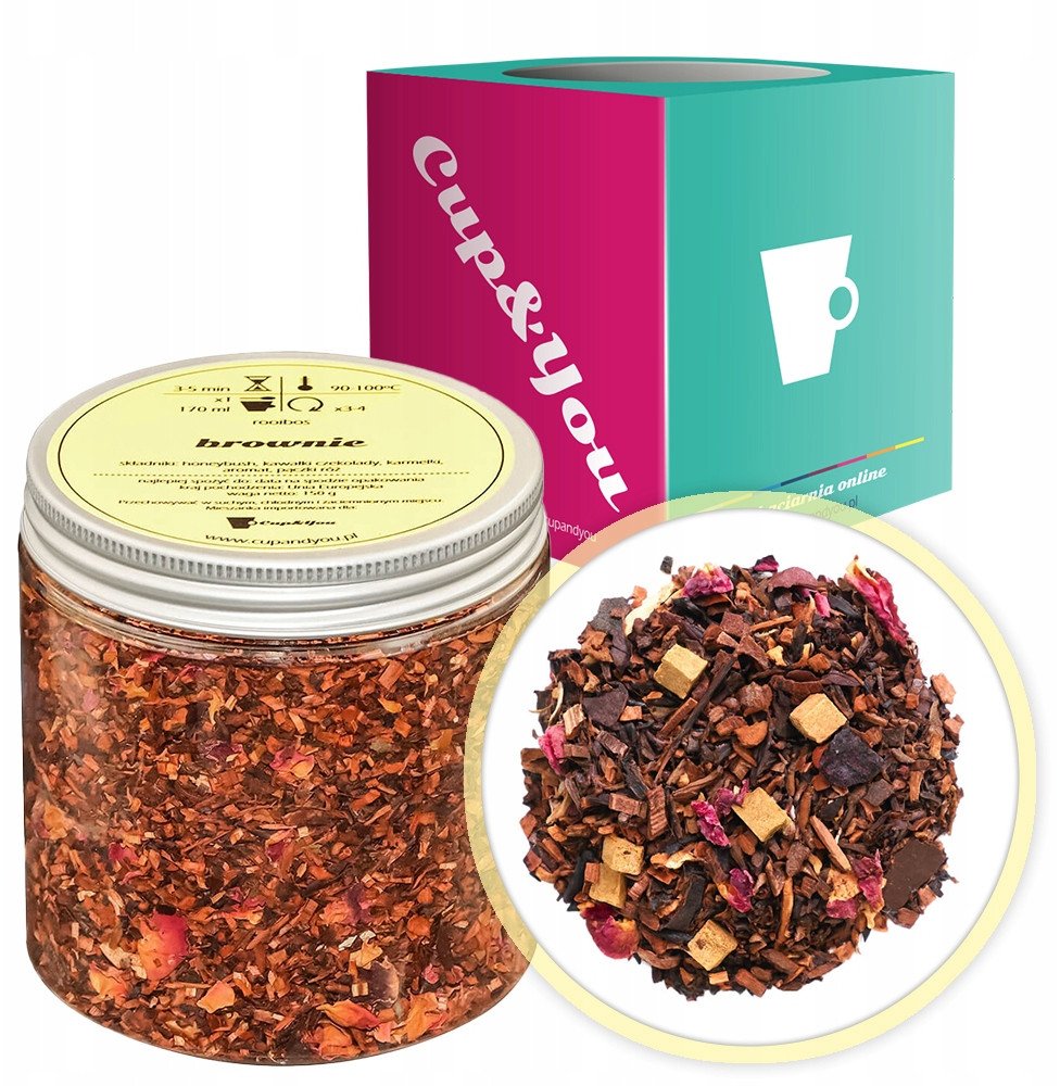 Najlepsza herbata czerwonokrzew Rooibos Honeybush BROWNIE 150g - herbata sypana liściasta napar z czerwonokrzewu PREMIUM Cup&You