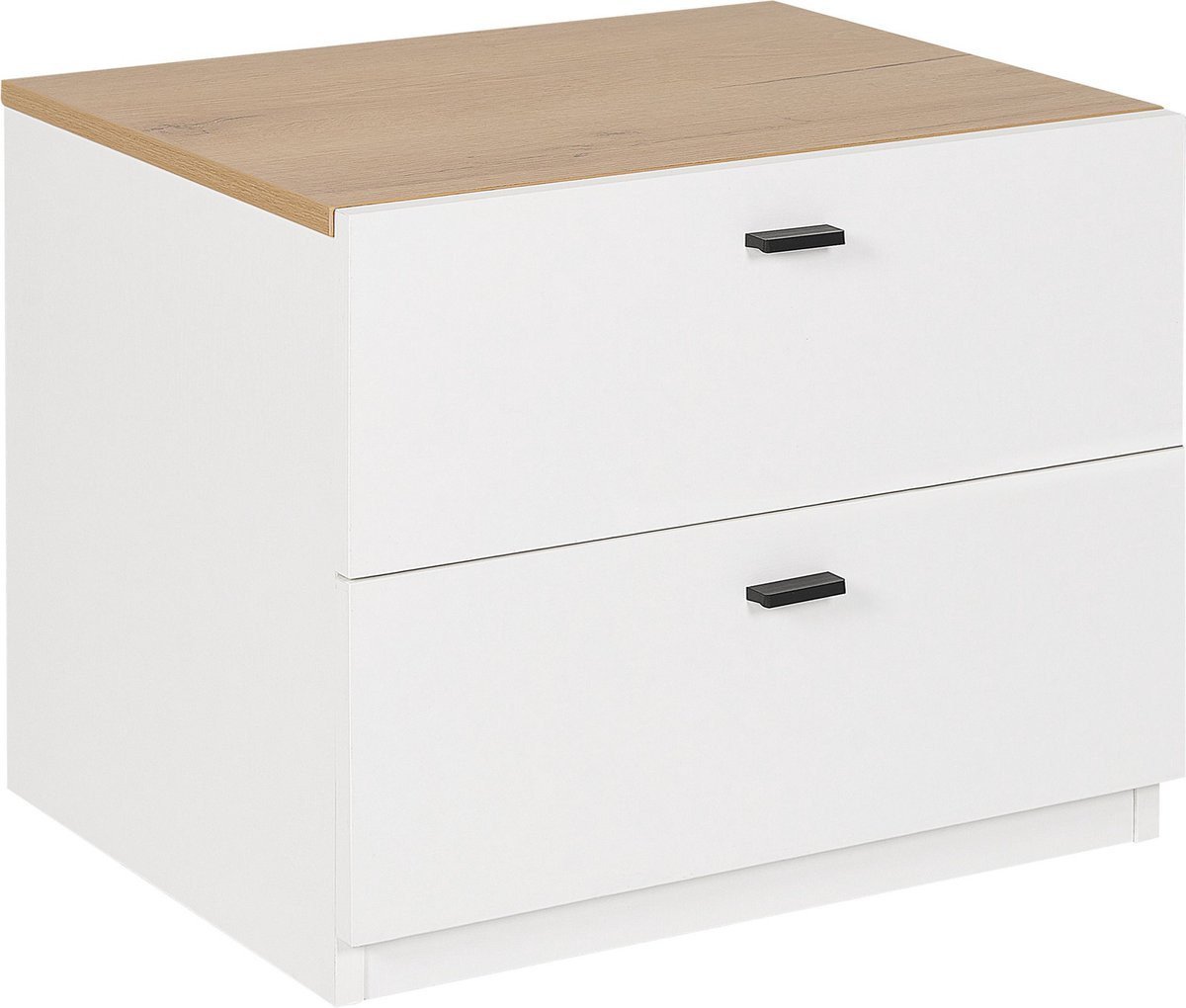 Beliani Szafka nocna biała z jasnym drewnem EDISON