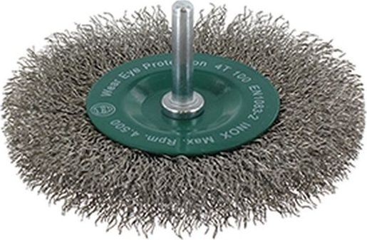 Abraboro Szczotka tarczowa 100x12 mm ABRABORO - drut falisty, trzpień, INOX