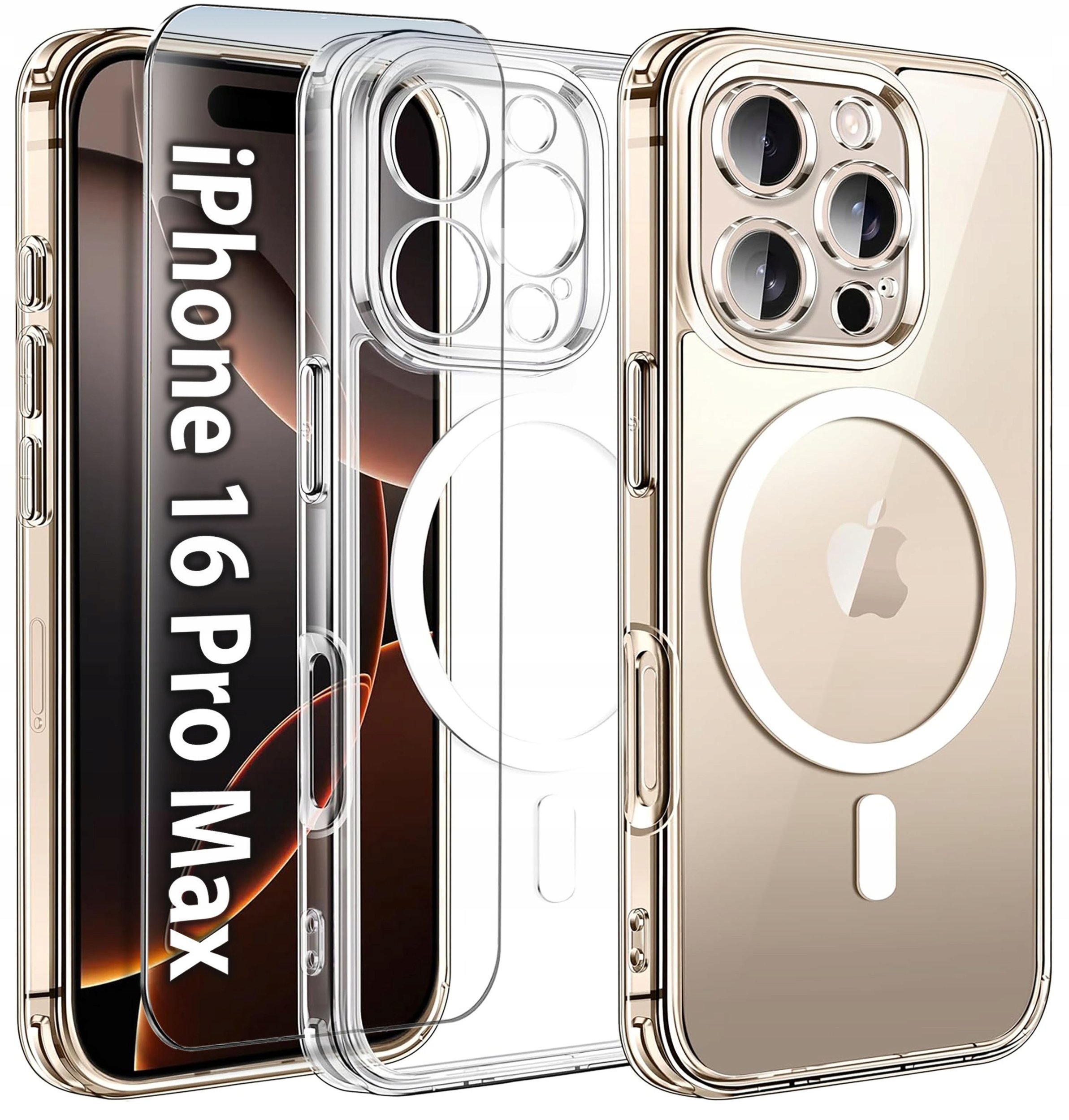 Etui do iPhone 16 Pro Max WZMACNIANE do MAGSAFE ANTI SHOCK CASE + Szkło 9H