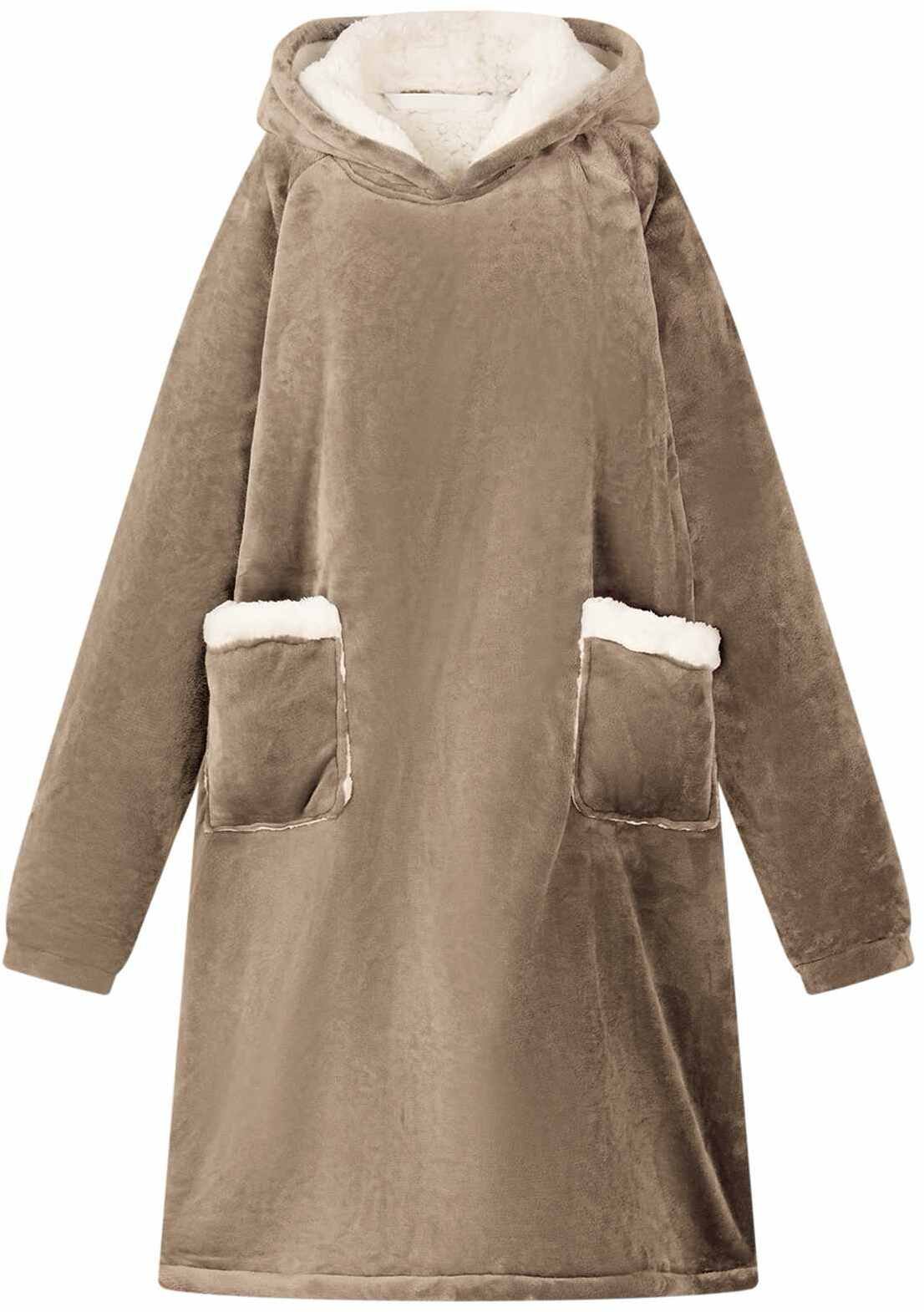 vidaXL Bluza-koc Camel m Fleece i flanela