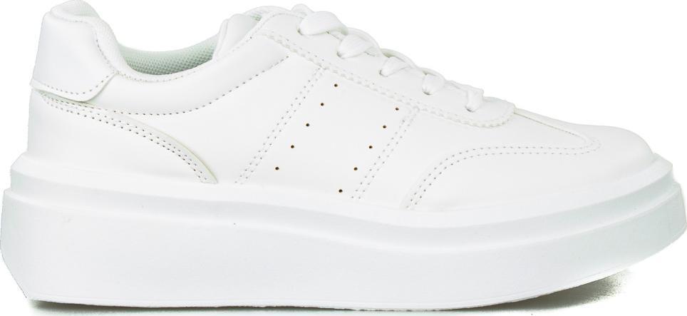 Estetino Tenisówki na platformie jednokolorowe białe-37