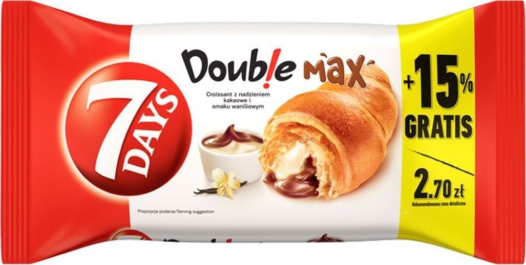 7 DAYS 7 Days Doub!e Max Croissant with cocoa and vanilla filling 110 g