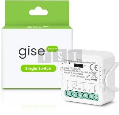 GISE Smart Pojedynczy moduł przekaźnikowy bezpotencjałowy WiFi | Tuya | GSS-WF-DR