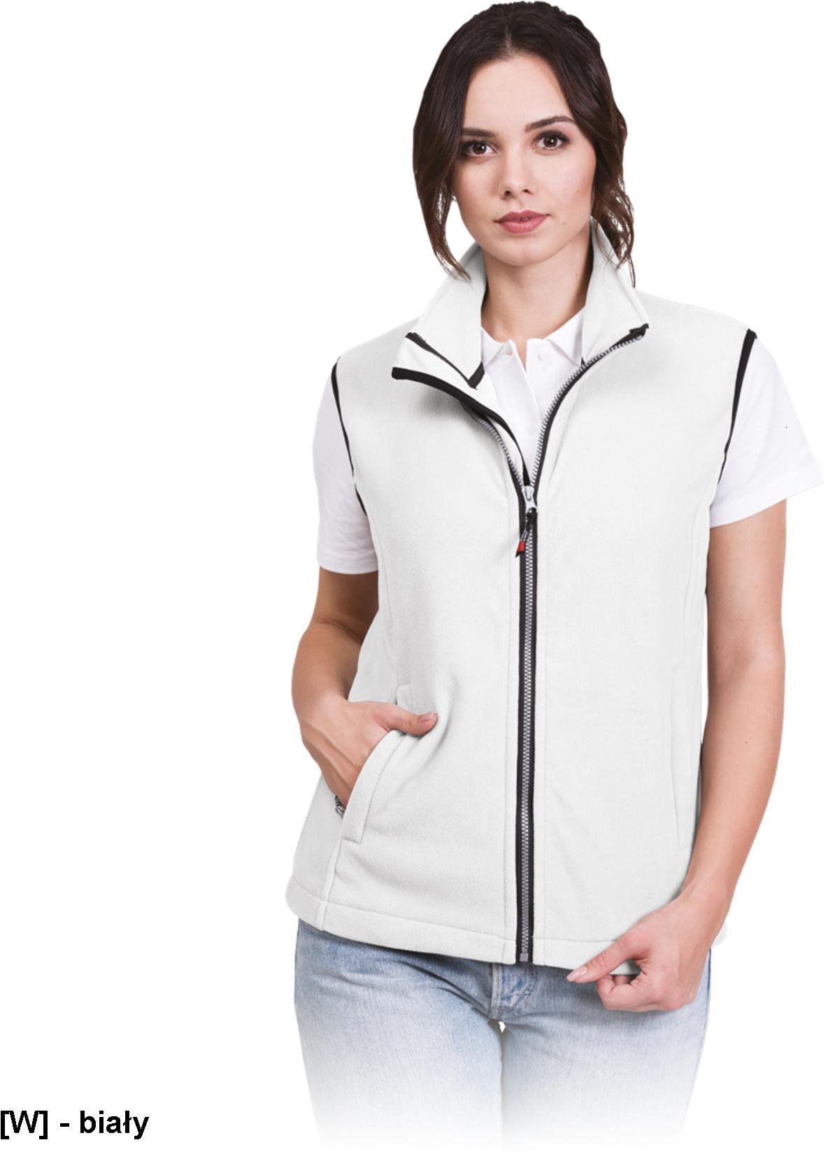 VHONEY-L - bezrękawnik damski z polaru, kołnierz ze stójką - biały L