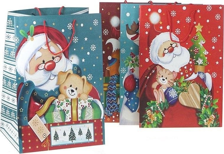 JU-PITER Torebka ozdobna prezentowa 4wz 26x32x20cm JP 639A szerokie dno mix cena za 1 szt