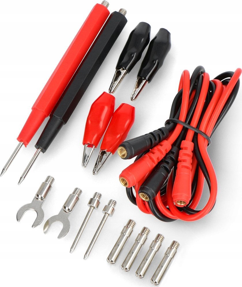 DPM Przewody i końcówki do miernika elektrycznego, cat. III, 2 A / 800 V, 15 elementów