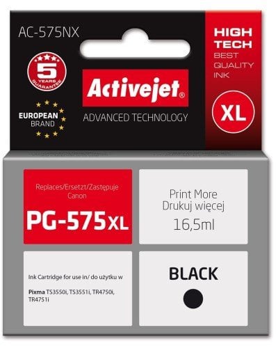 Activejet AC-575NX Tusz do drukarki Canon, zamiennik Canon PG-575XL; Supreme; 16,5 ml; czarny