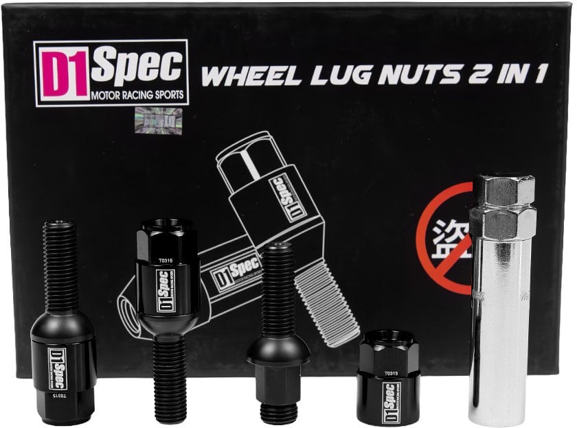 Śruby do kół D1Spec Heptagon 2w1 Stal M12x1,5 33mm Kula Czarne