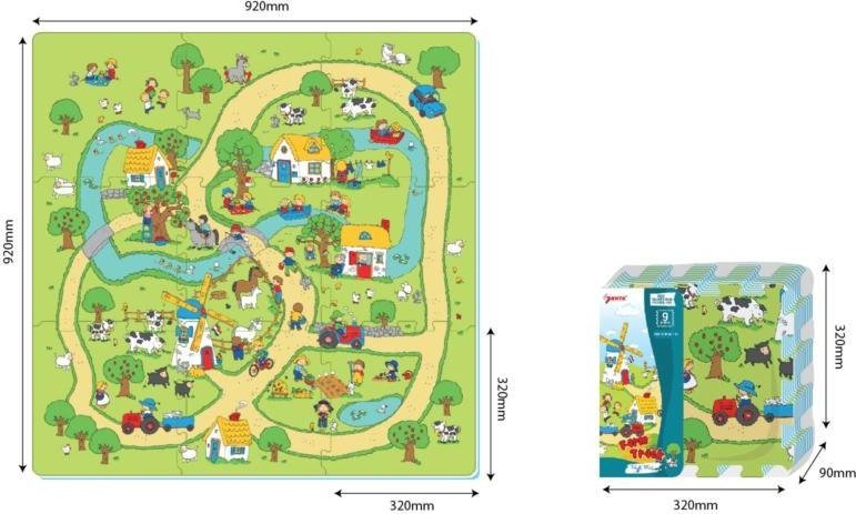 Ramiz Mata podłogowa "Życie Na Wsi" z 9 Puzzli dla dzieci 10m+ Pianka EVA + Kolorowy nadruk