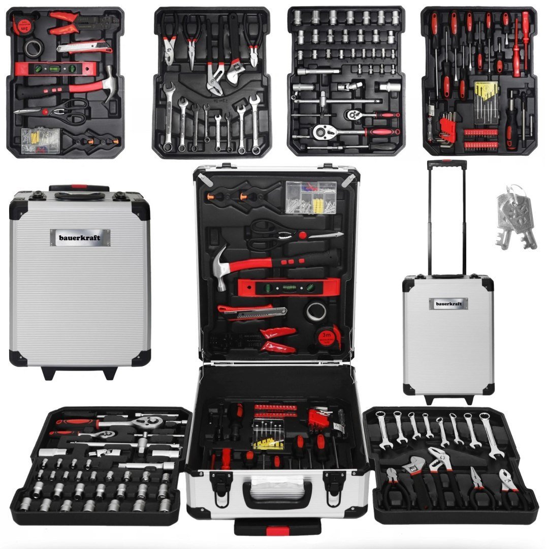 Duży zestaw narzędzi walizka narzędziowa na kółkach 189 elementów klucze wkrętaki bity