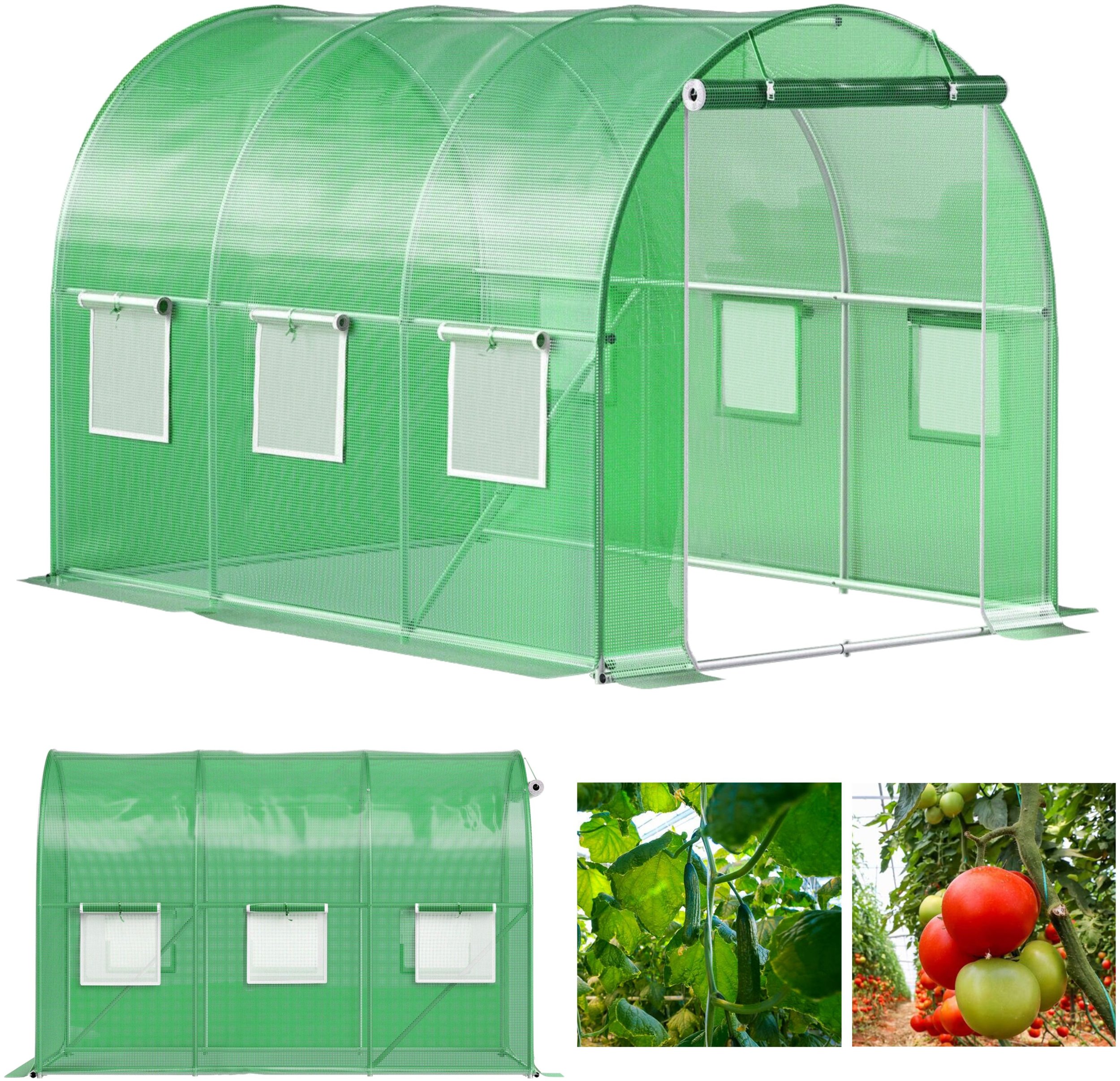 Tunel ogrodowy zielony foliowy szklarnia folia 4x2,5x2m 10m