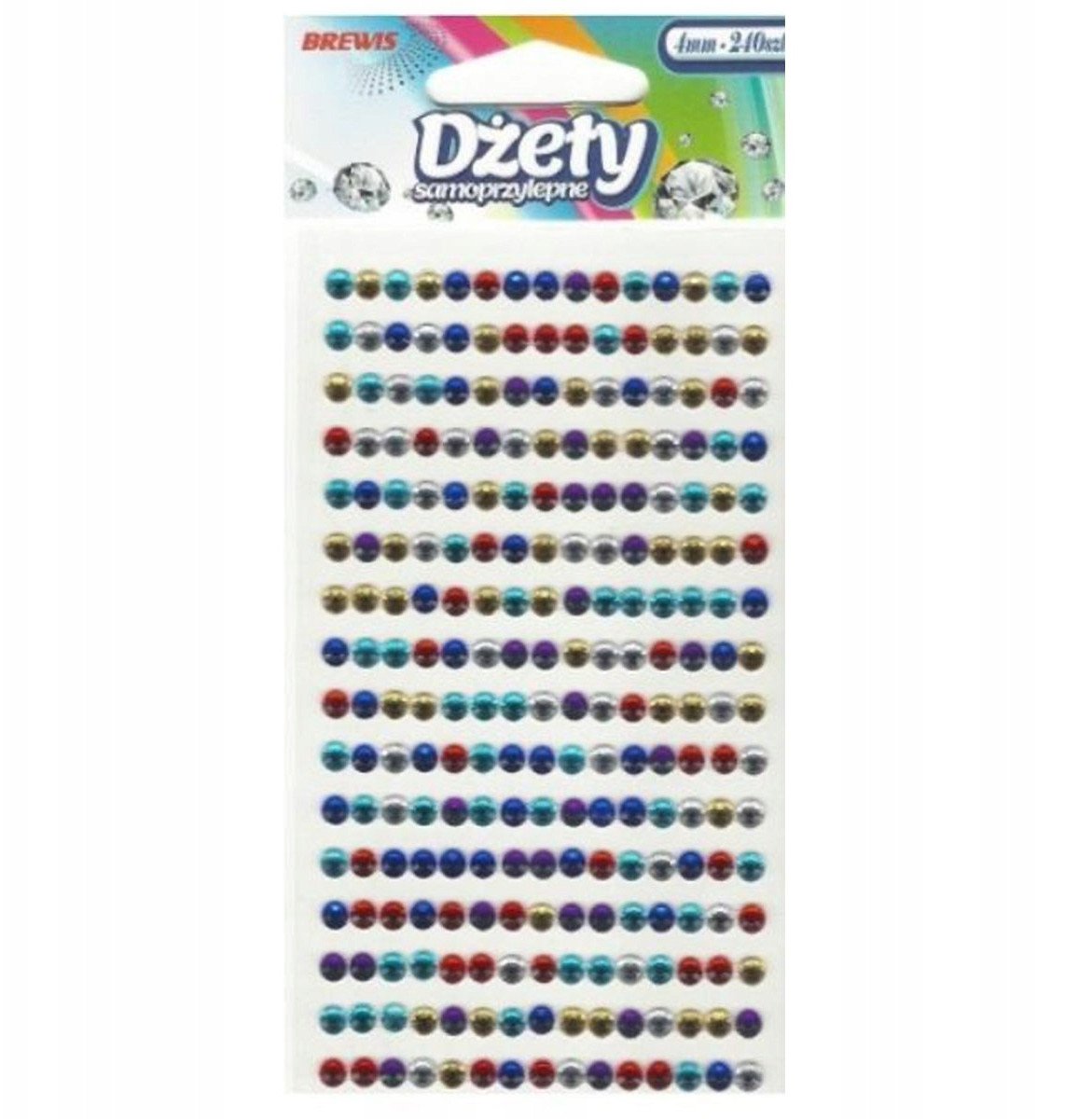 Dżety samoprzylepne kolorowe 4mm 240szt