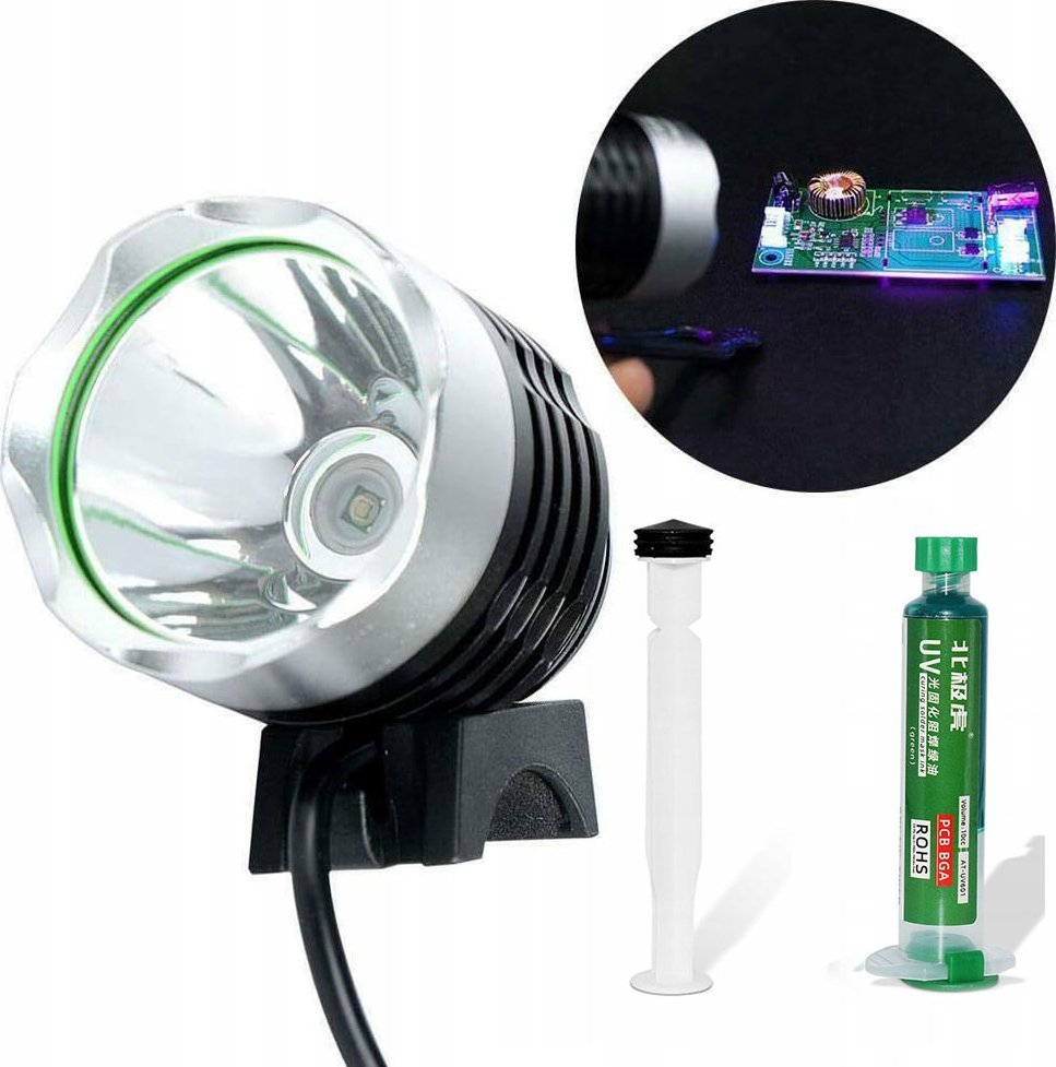 Rosfix ZESTAW SOLDERMASKA ZIELONA DO PŁYTEK DRUKOWANYCH PCB UV LAMPA UV