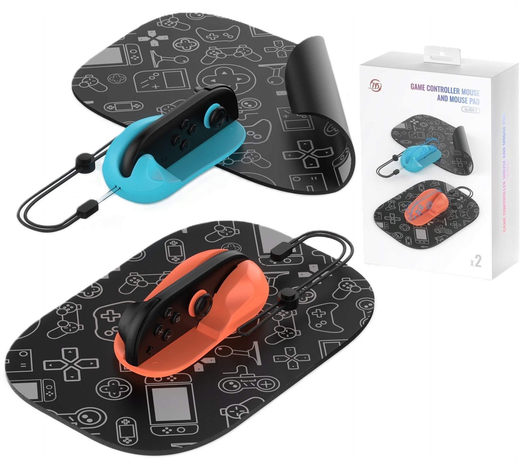 2x Myszka Mysz Uchwyt Mouse-mode Na Joy-con Podkładka Do Nintendo Switch 2 / Jys-ns2313-v4 / Pomarańczowy - Niebieski