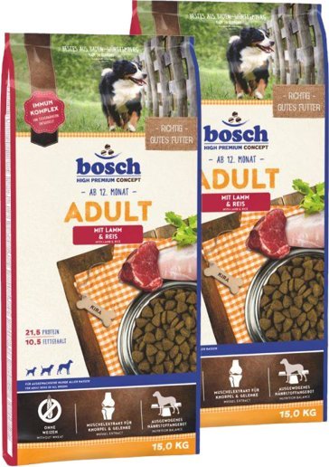 Bosch Bosch Adult Lamb & Rice, jagnięcina i ryż (nowa receptura) 2x15kg