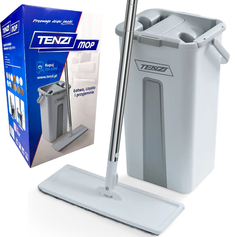TENZI MOP Płaski Z Wyciskaczem - Mop Z Wiadrem Dwukomorowym