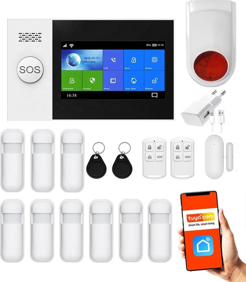 Huxgo Bezprzewodowy alarm 2G GSM + WiFi - HXA007 R9 + syrena bezprzewodowa 120 db