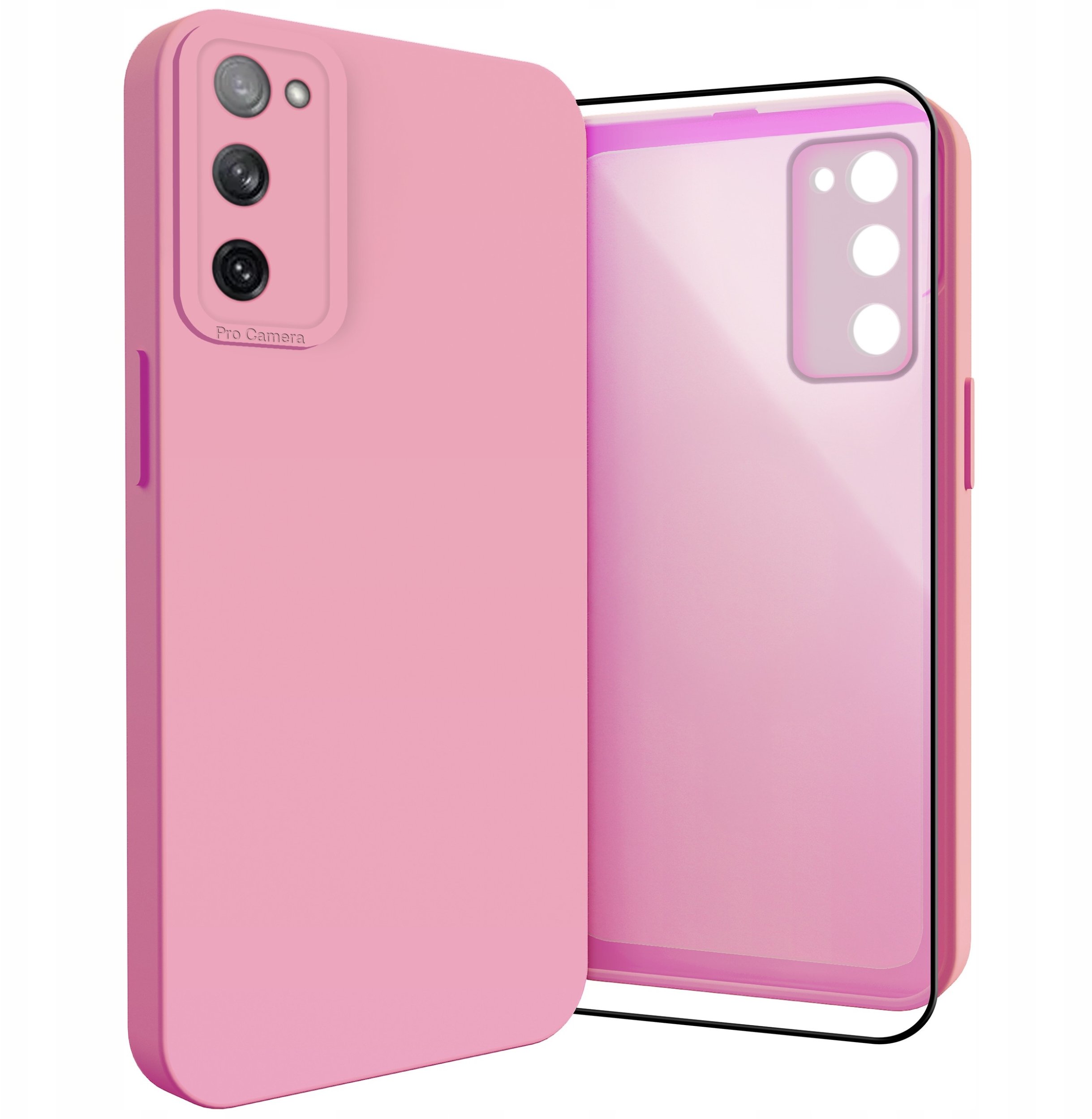 Etui do Samsung Galaxy S20 FE (Osłona Kamery, Różowe, Ochronne) Szkło 9H