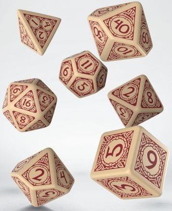 Q-Workshop Komplet kości Wikiński - Beżowo-bordowy