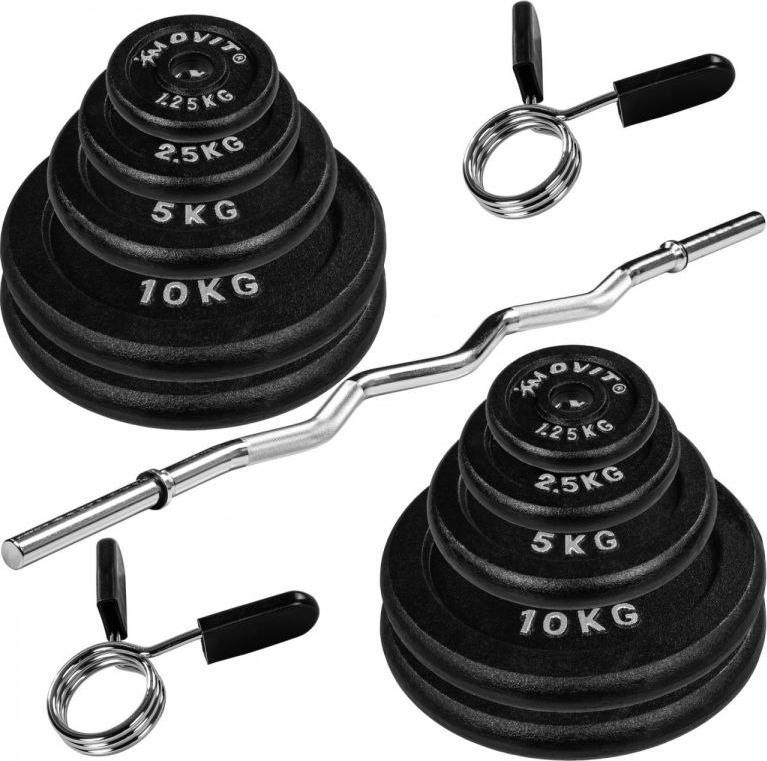 Movit Movit Zestaw ciężarków - sztanga , 120 cm, 65,5 kg