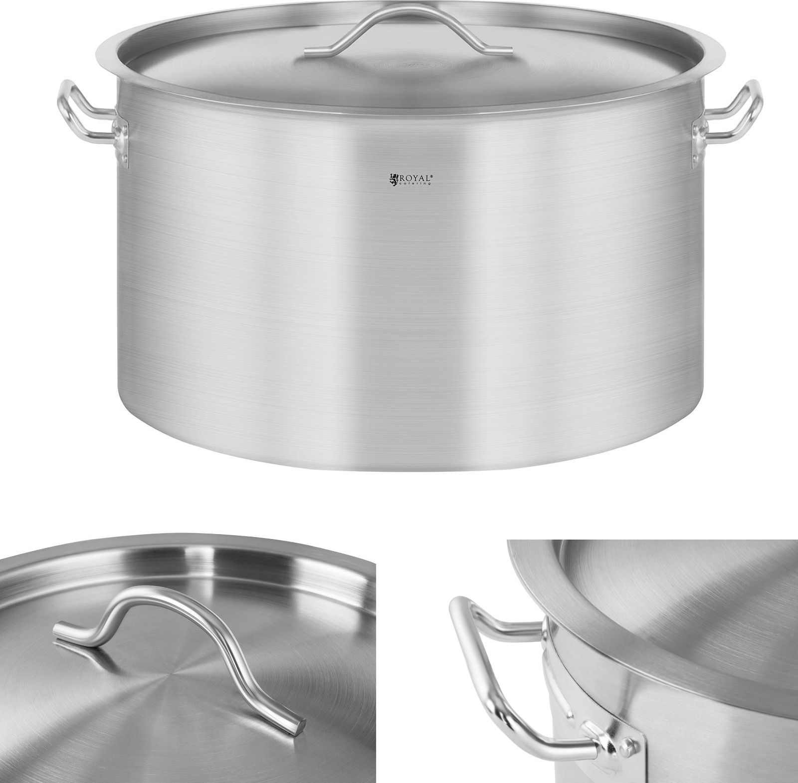 Royal Catering Garnek gastronomiczny z pokrywką stalowy nierdzewny do kuchenki indukcyjnej 32 L