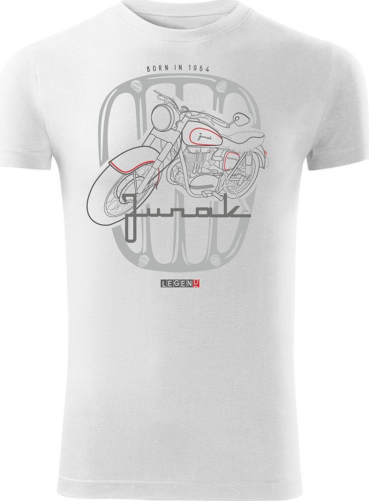 Topslang Koszulka motocyklowa z motocyklem Junak męska biała SLIM XL