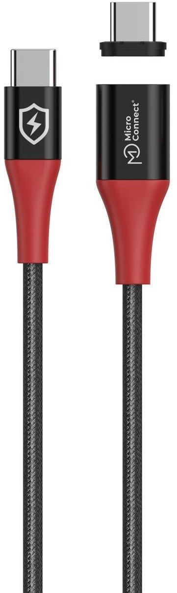 Kabel USB MicroConnect USB-C - USB-C 1.5 m Czarno-czerwony (Safe Charge Magnetic USB-C to)