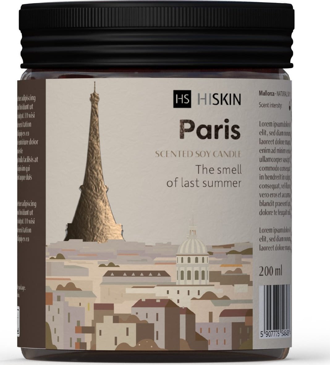 HISKIN HOME Świeca sojowa TRAVEL - PARIS 200ml&
