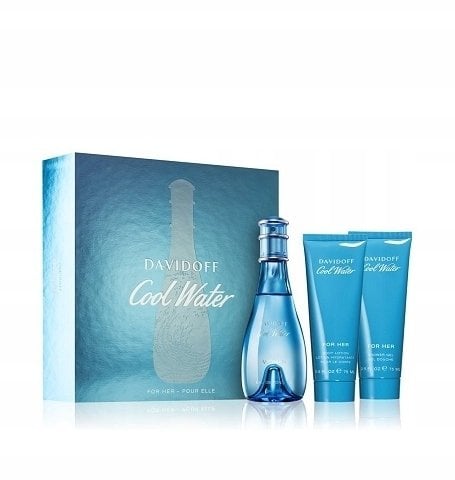 Davidoff Cool Water Woman EDT rinkinys moterims (EDT 100 ml + Losjonas kūnui 75 ml + Dušo želė 75m)