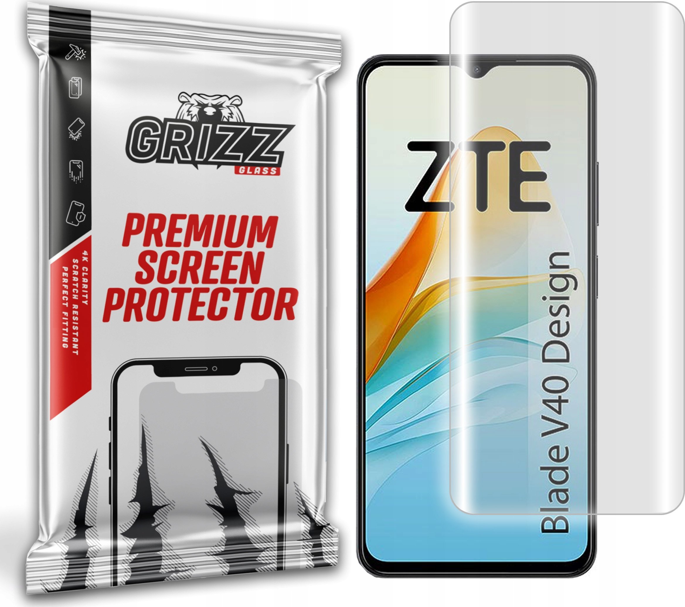 GrizzGlass Folia hydrożelowa GrizzGlass Hydrofilm do ZTE Blade V40 Design