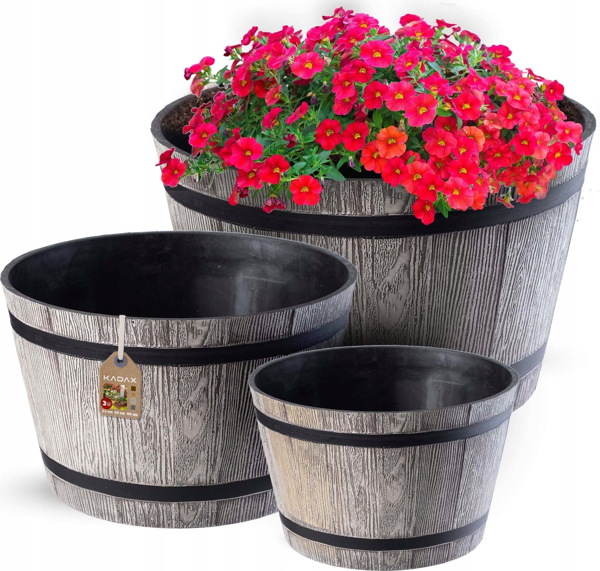 Kadax KADAX Doniczka Donica Ogrodowa 23+30+40cm Szara