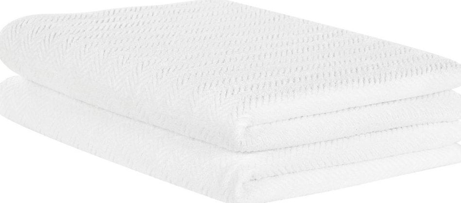 Beliani Komplet 2 ręczników bawełnianych frotte biały MITIARO