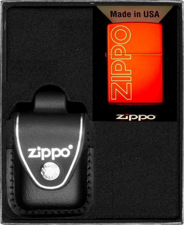 Zestaw ZIPPO Zapalniczka RED METALIC LASERED LOGO Prezentowy No3