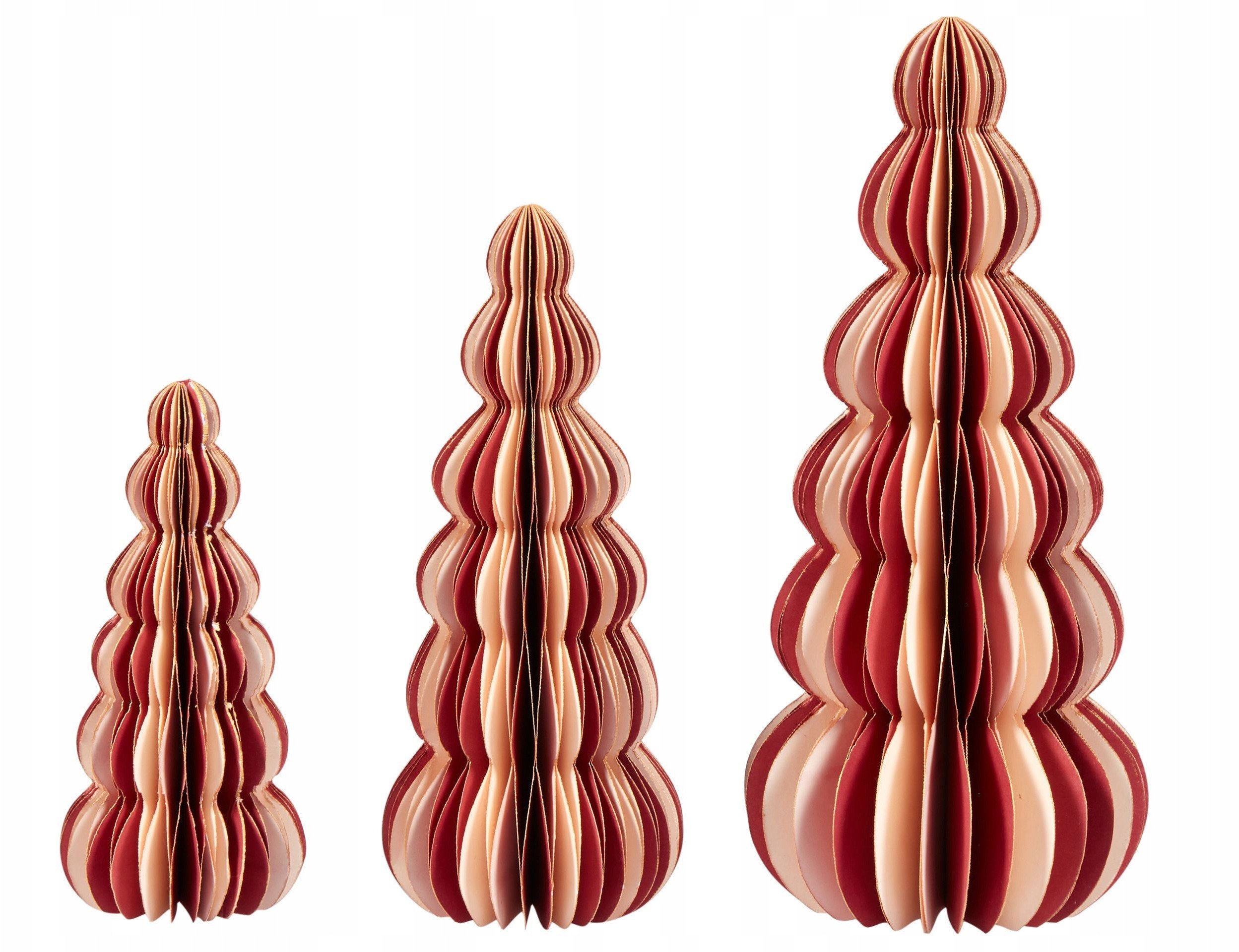 Dekoracja świąteczna Beliani Zestaw 3 figurek choinek beżowo-czerwony DHAULAGIRI
