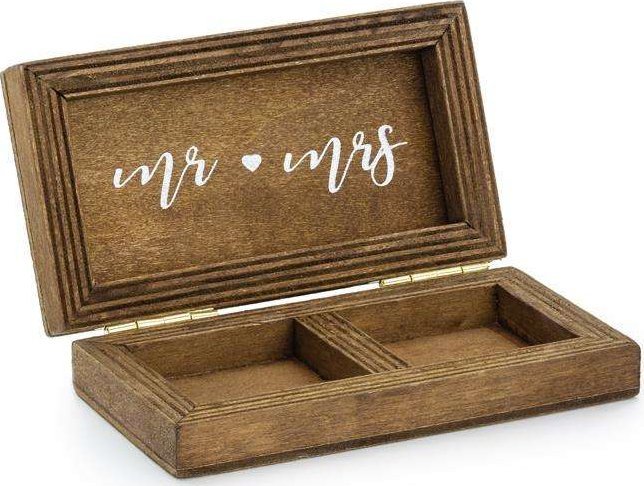 PartyDeco Drewniane pudełko na obrączki, 10x5.5 cm