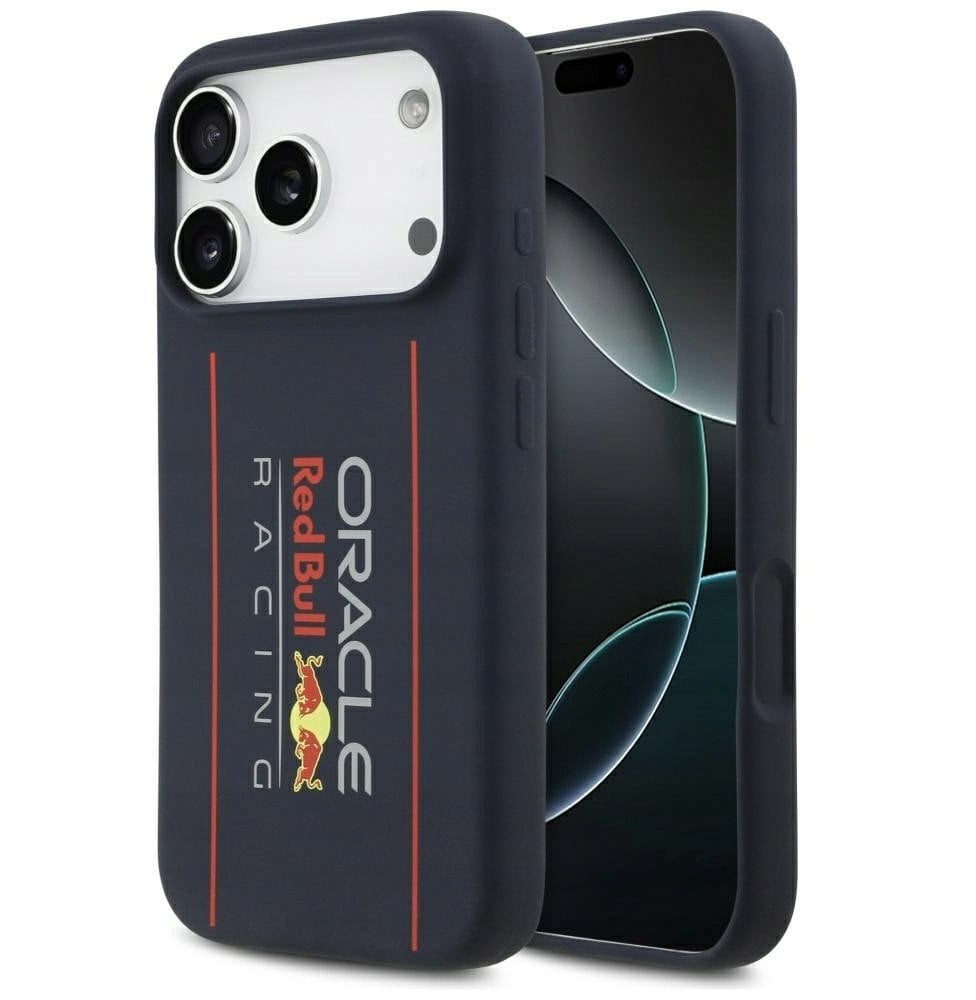 Etui Red Bull Silicone Oversize Vertical Logo MagSafe do iPhone 17 Pro granatowy