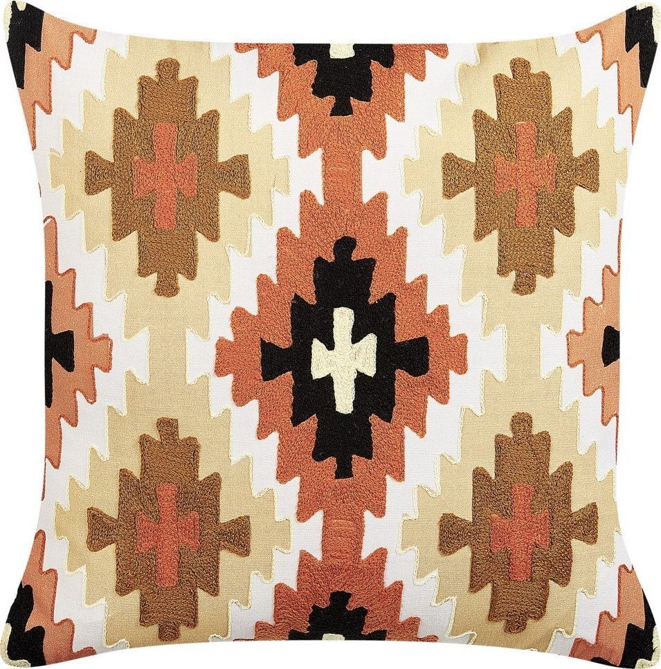 Beliani Bawełniana poduszka dekoracyjna geometryczny wzór 50 x 50 cm wielokolorowa SERAMPORE!