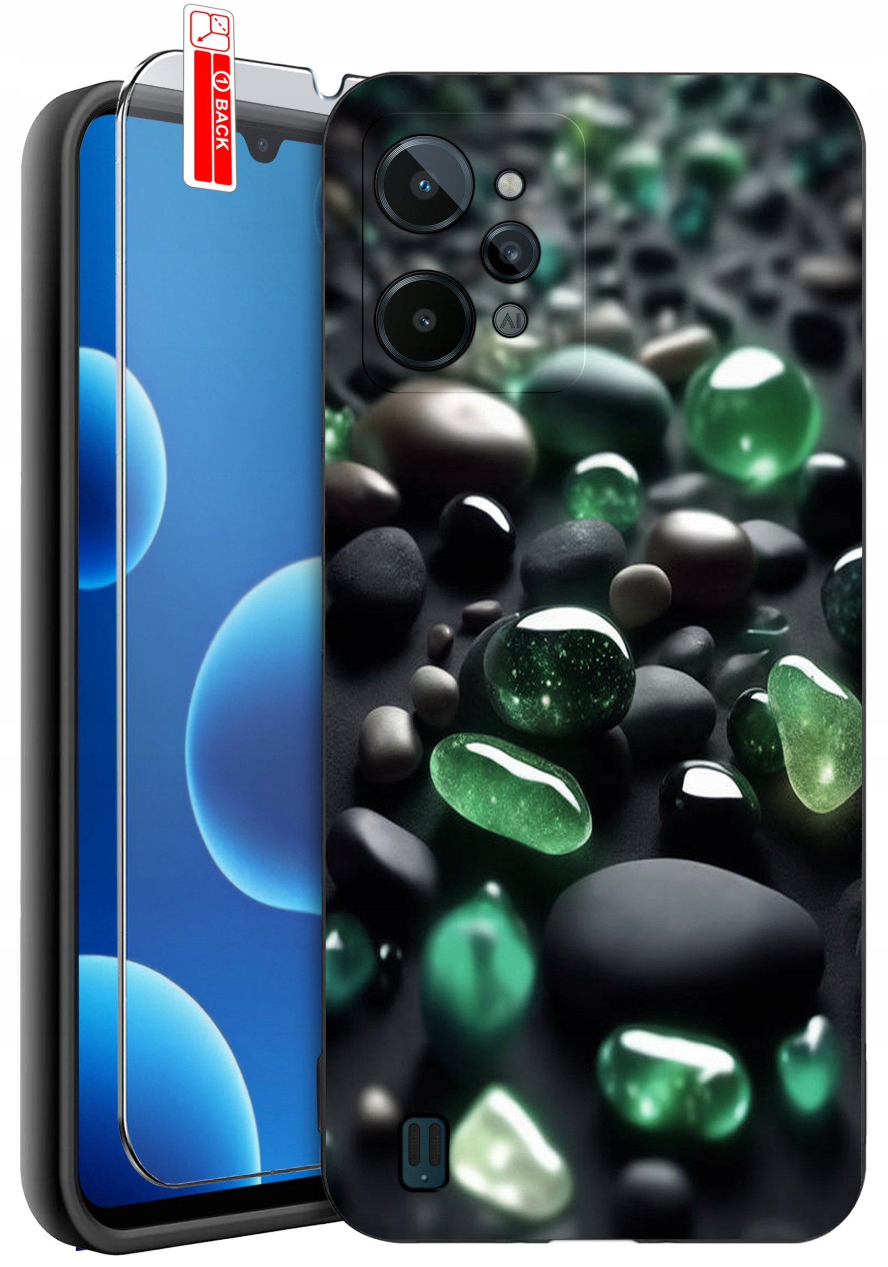 ETUI do Realme C31| WZORY | SILIKONOWE MATT CASE + SZKŁO 9H