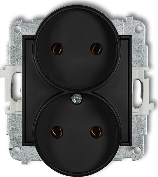 Karlik MINI Gniazdo podwójne b/u czarny mat 12MGPR-2