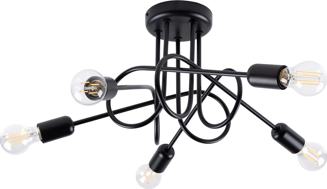 Lampa wisząca Sollux Lighting SOLLUX Żyrandol LOOP 5 czarny 5 x E27 SL.1435