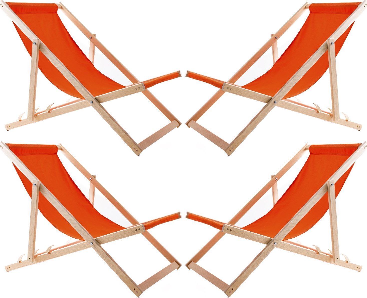 Zestaw 4 leżaków, pomarańczowy, zmontowany, Woodok