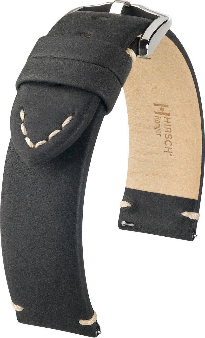 Hirsch Czarny pasek skórzany 22 mm HIRSCH Ranger 05402050-2-22 (L)